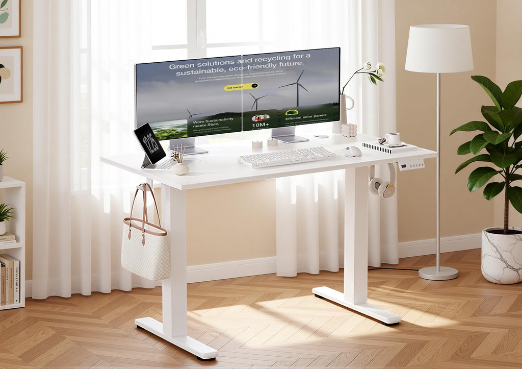 Electric Height Adjustable Standing Desk, 48x24 Inch, Cold White