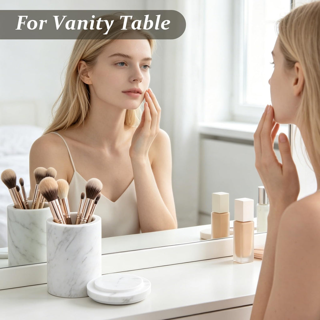 Natural Marble Canister with Lid, Non-slip Large Storage Container