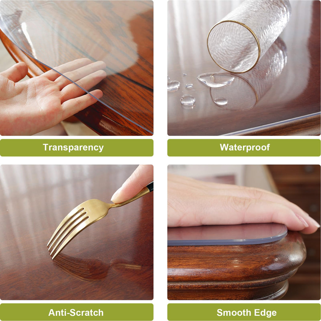 24 x 48 in Clear Table Protector, Plastic Table Cover 2mm Thick