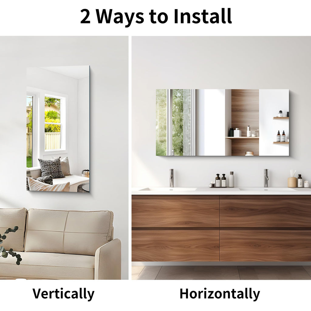 Frameless Mirror, 20x40 Mirrors for Wall, Rectangle Bathroom Mirror for Over Sink, Frameless Vanity Mirror with