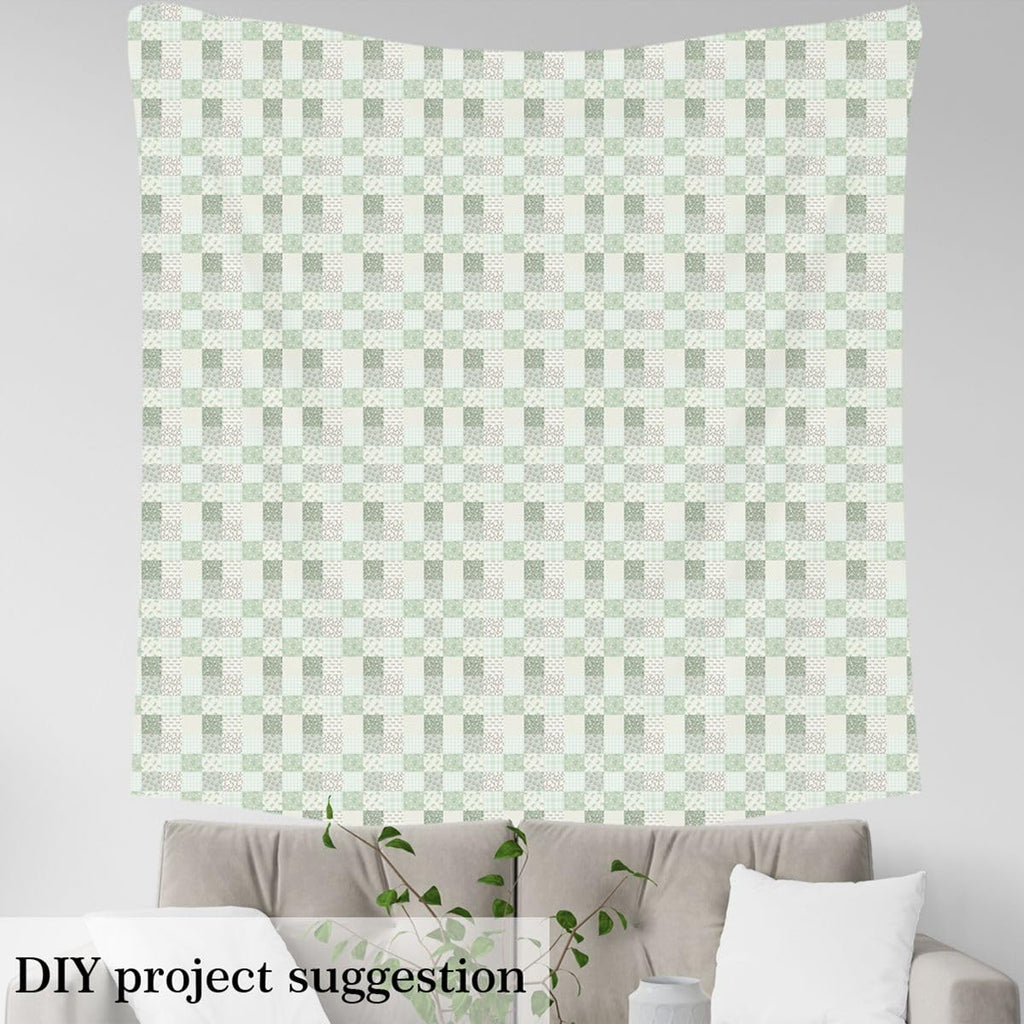 Green Bows Fabric by The Yard, Polka Dot Soft Polyester No Stretch Fabric for Sewing Lover, Floral Cherry Crafting