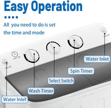 Portable Twin Tub 18.8lbs Washing Machine with Drying Rack and 10 Hangers, 11.8lbs Washer Mini Compact Laundry Machine