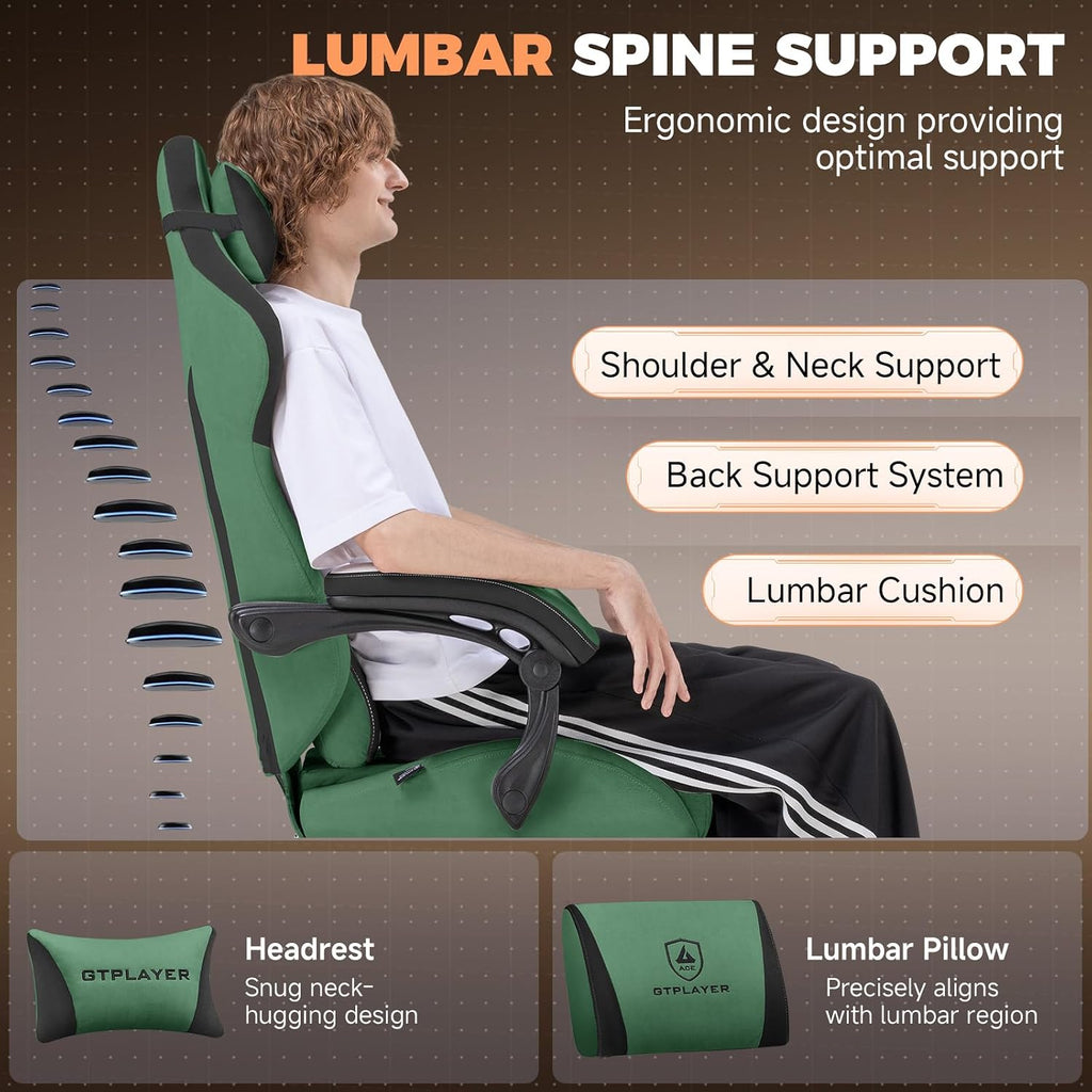 Gaming Chair with Footrest, Ergonomic Office Chair 400lbs Heavy Duty, Big and Tall Computer Desk Chair with Lumbar