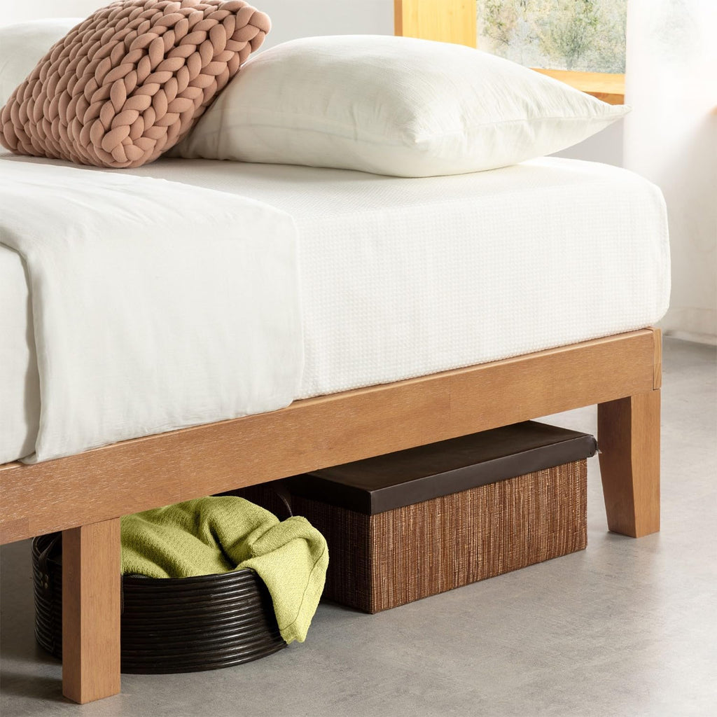 Naturalista Classic - 12 Inch Solid Wood Platform Bed with Wooden Slats, No Box Spring Needed, Easy Assembly, Queen