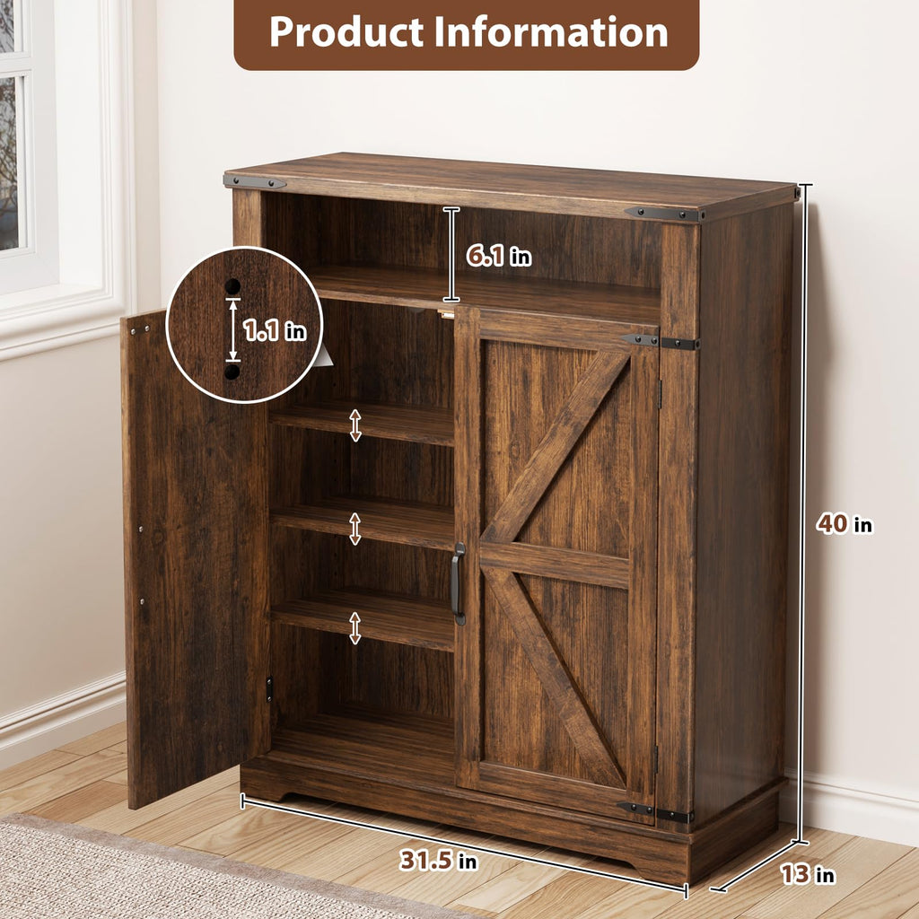 6-Tier Shoe Cabinet Holds Up to 20 Pairs, Entryway Shoe Rack, Brwon