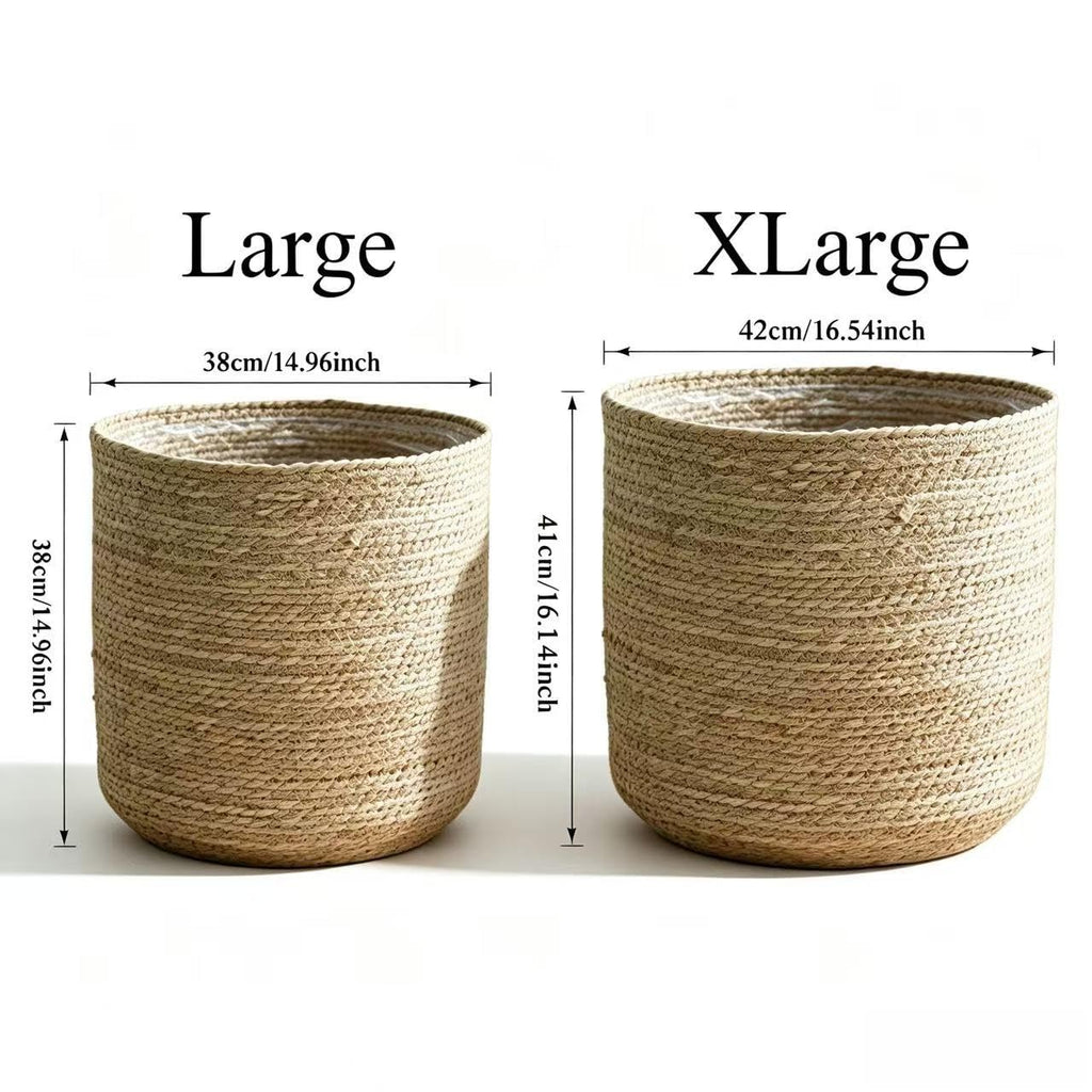 XLarge Handmade Seagrass Woven Planter Baskets (2 Pack)