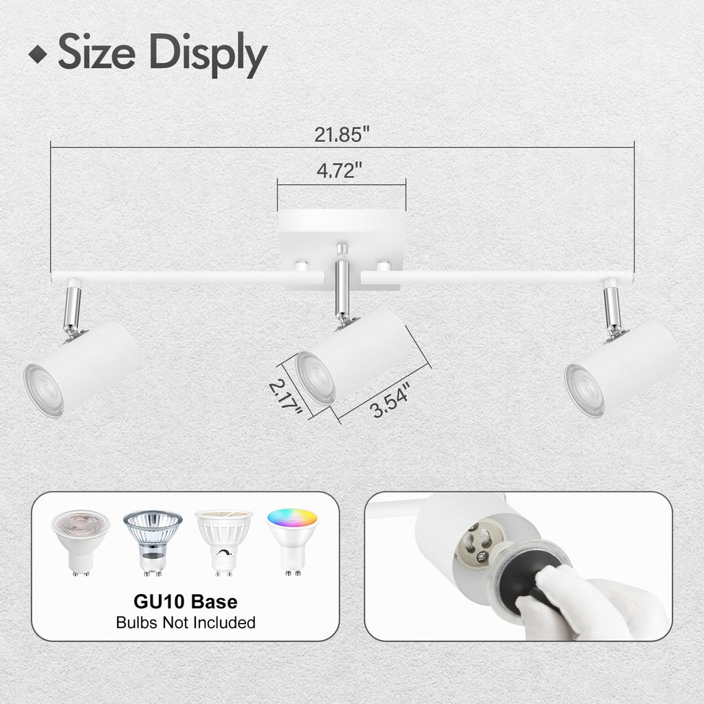 3 Light Track Lighting Fixtures Ceiling, Matte White Kitchen Lighting Fixtures Ceiling, Track Lights Ceiling