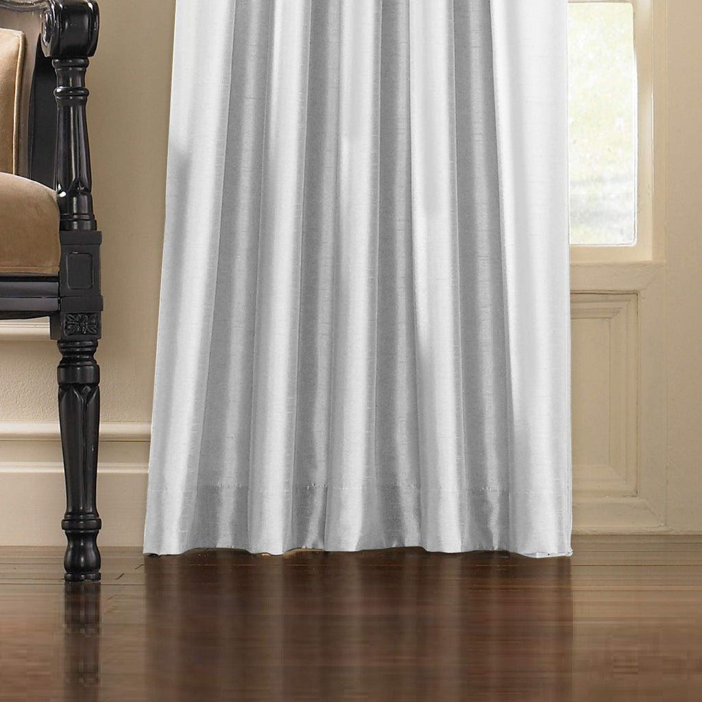 Marquee Faux Silk Pinch Pleat/Back Tab Lined Curtain, 1 Panel, 120-inch, White
