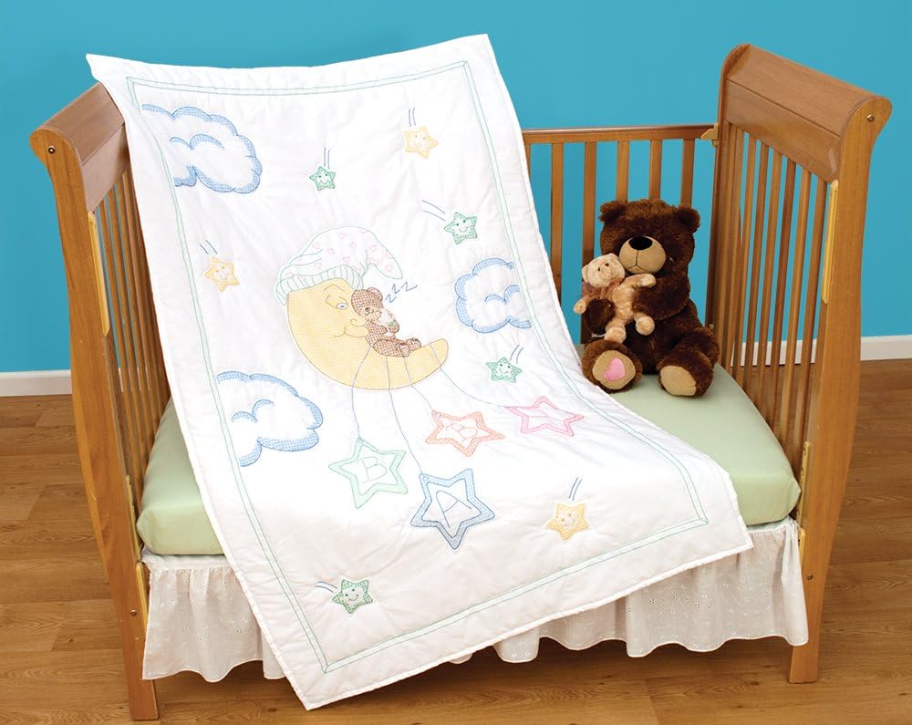 Dempsey Bear on the Moon Crib Quilt Top