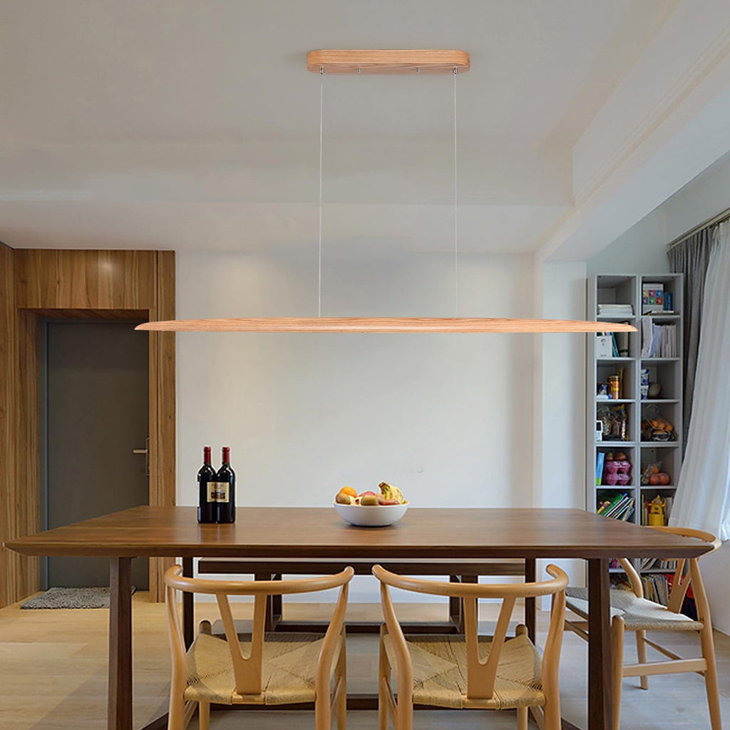71" 40W Wood LED Linear Pendant Light Fixture Led Dining Room Light Dimmable Hanging Light Fixture Kitchen Island