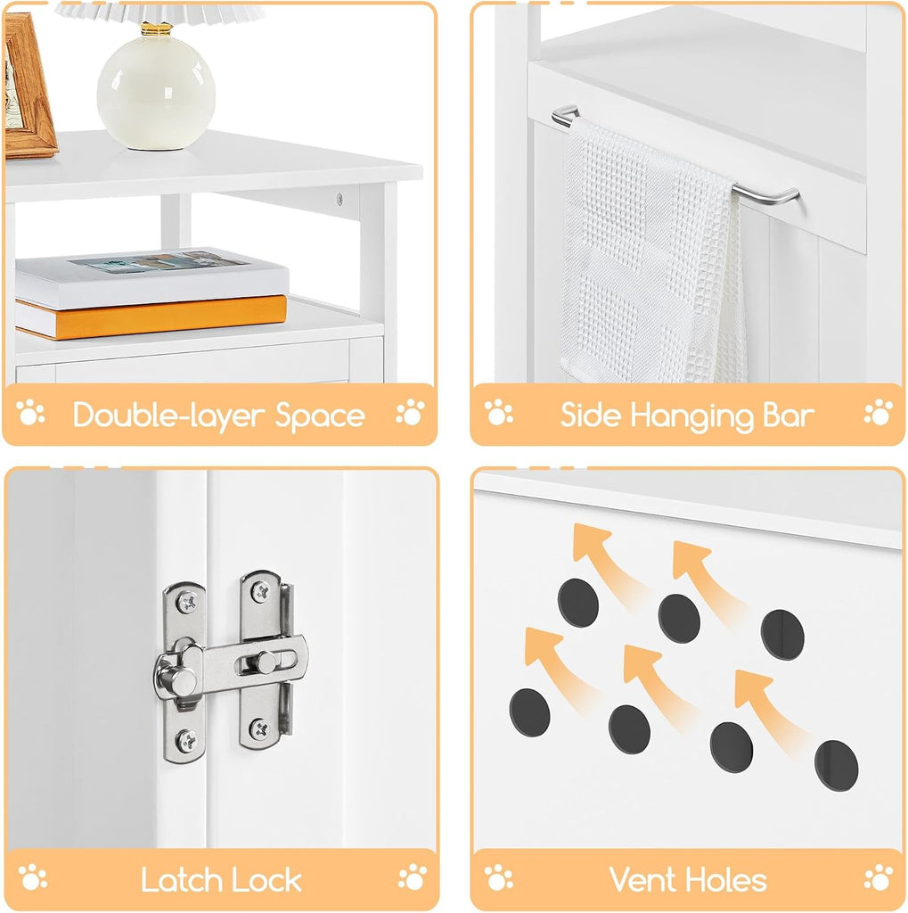 Hidden Cat Litter Box Enclosure Furniture with Storage Shelf