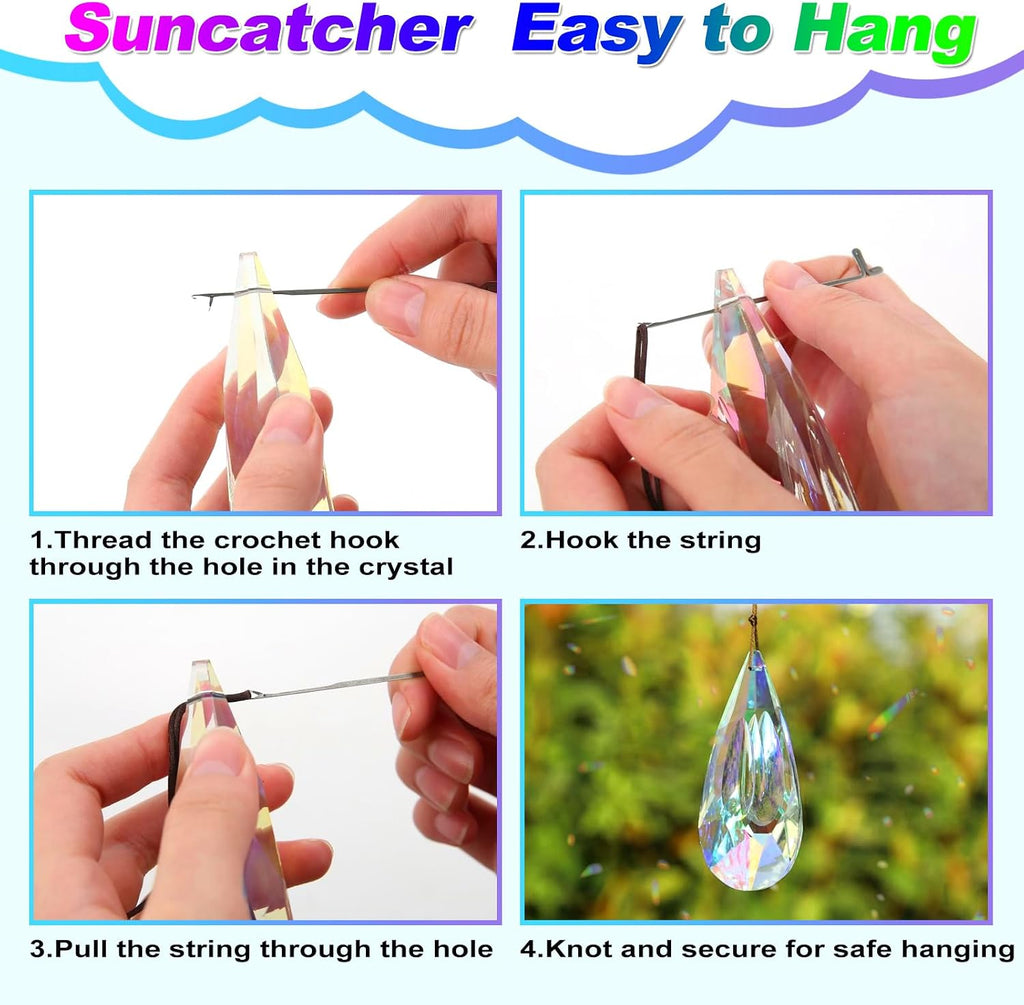 120mm Crystal Suncatcher, 2 Pack Large Prism Sun Catchers Indoor Windows - Hanging Ornaments Rainbow Maker Pendant