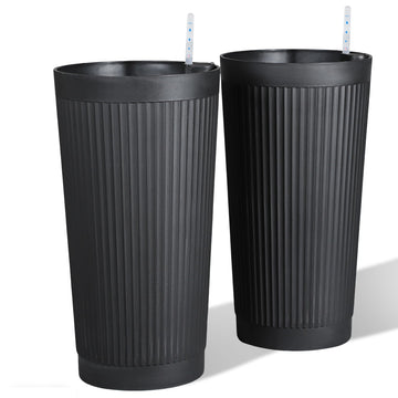 24" Self Watering Tall Black Planters Outdoor Set of 2