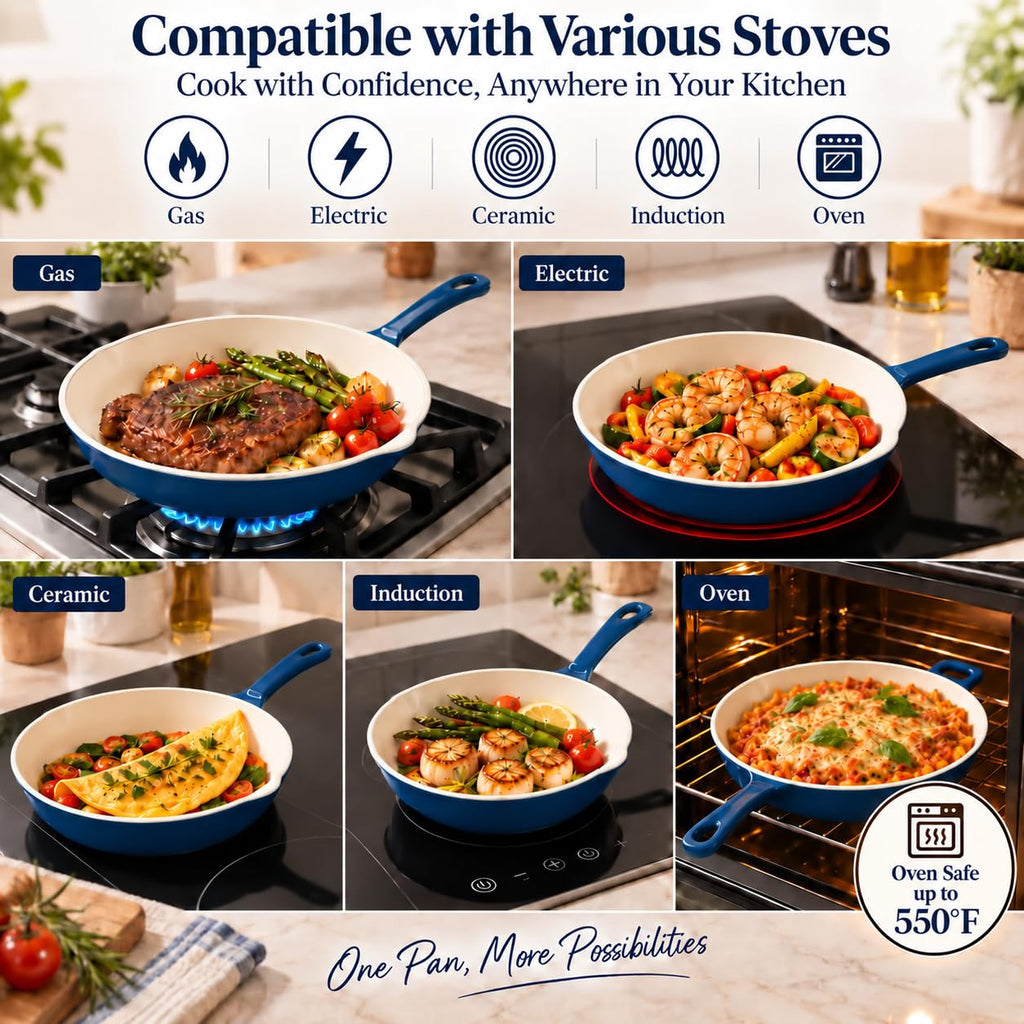 Nonstick Enameled Cast Iron Cookware, 3-Enameled Cast Iron Skillet