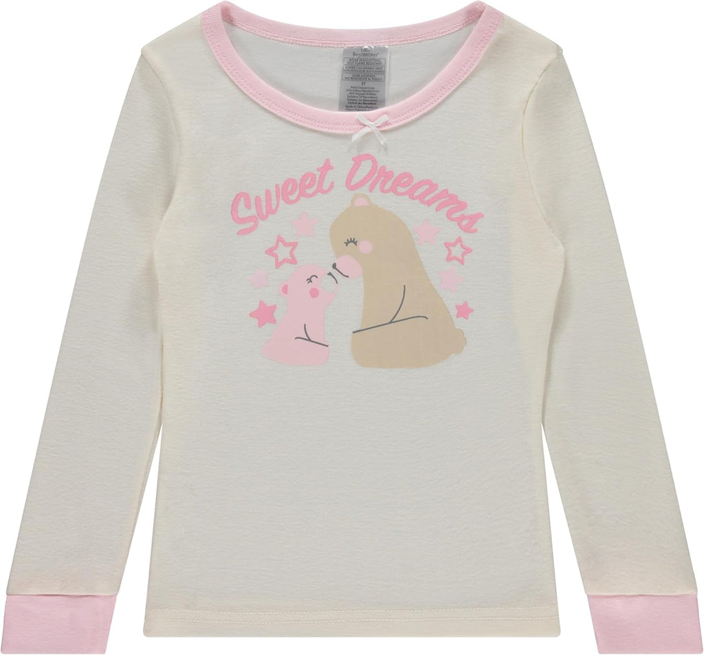 Girls' Piece Pajama Set - Long Sleeve Cotton Blend Sleepwear, 2 Tops and 2 Pants - Months