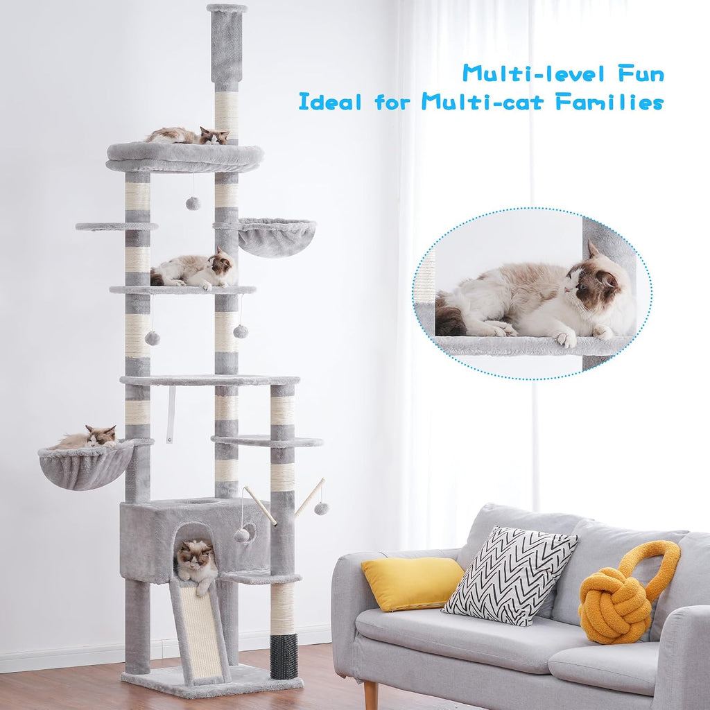 Cat Tree Tower, Adjustable Height, Floor to Ceiling