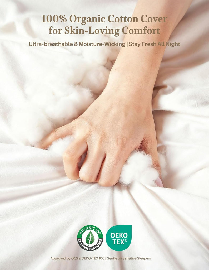 Goose Feather Down Fibers Comforter Twin, Organic Cotton Duvet Insert, All Season Warmth, Baffle Box