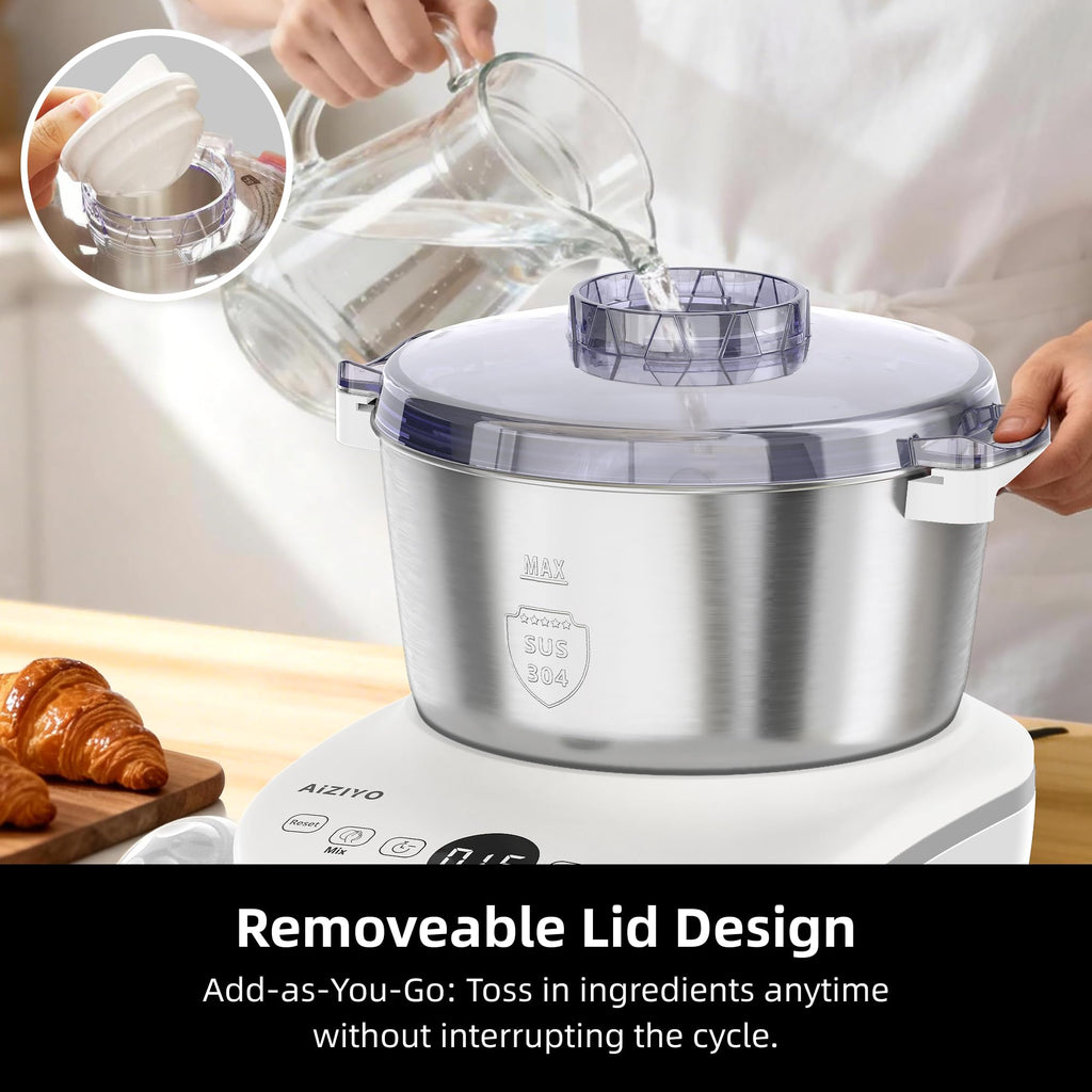 DoughChief, 7.4QT Dough Maker, Dough Mixer with Ferment Function, 304 Stainless Steel Bowl, Removeable lid, Face-up
