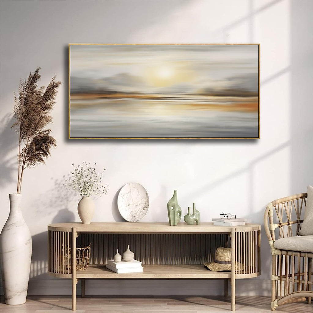 Framed Wall Art Abstract Seascape Canvas Printing Wall Decor Artwork Bedroom Dining Room Home Office Decor 24"x48"