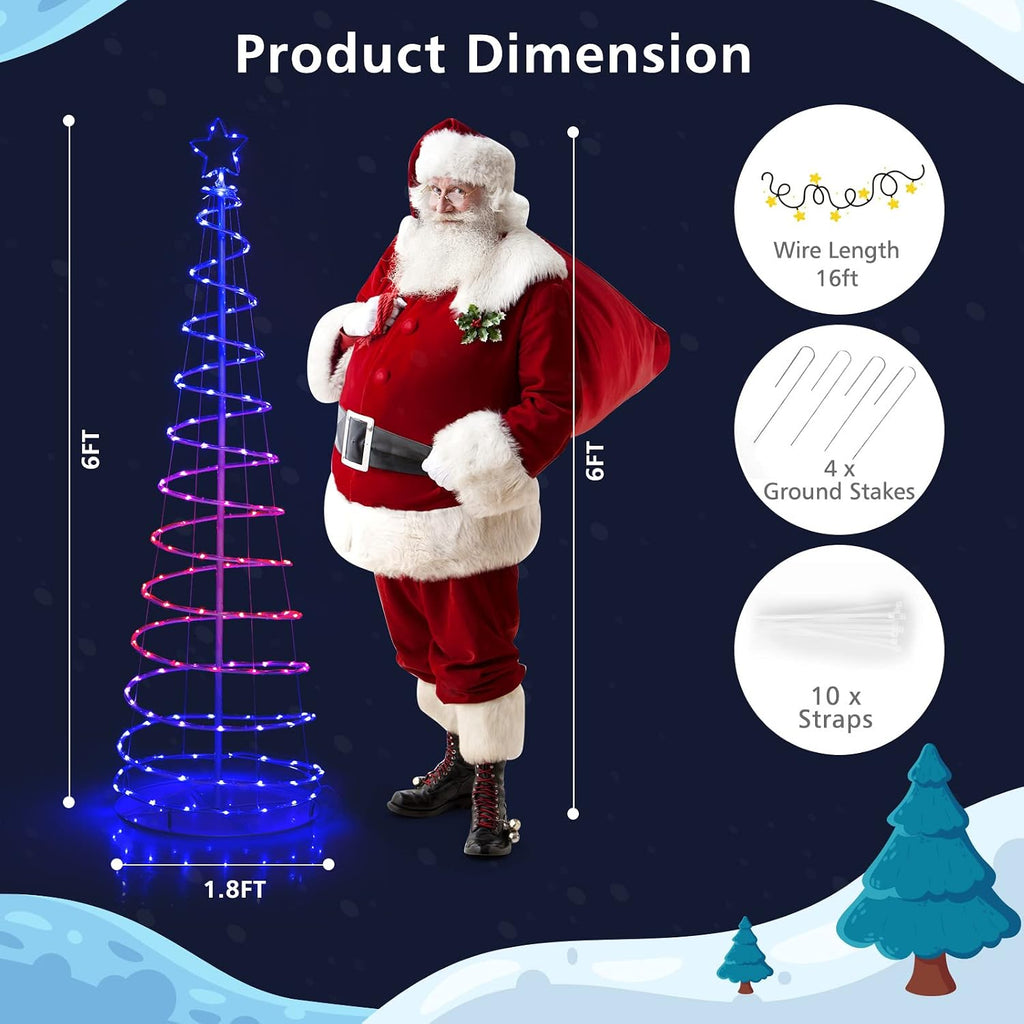6 FT Lighted Spiral Christmas Tree with 135 LED Lights