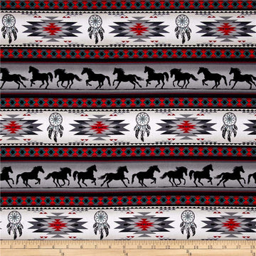 Tucson Horse Stripe Gray, Fabric by the Yard