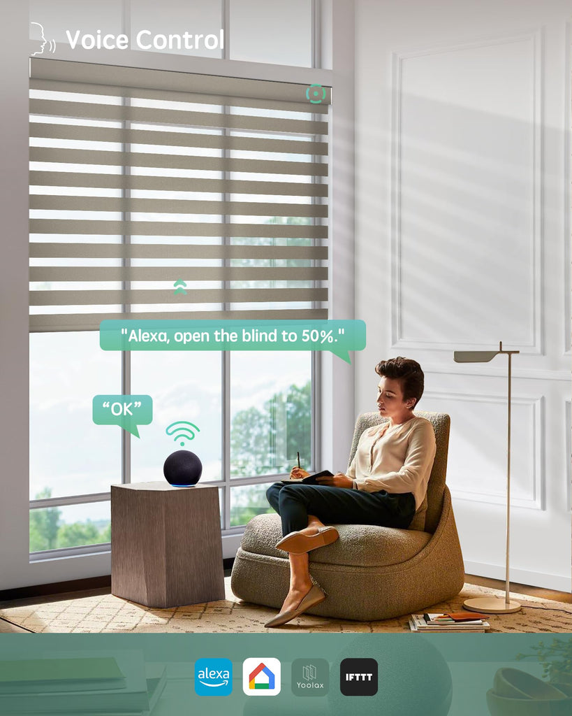 Motorized Zebra Blinds with Remote, Light Filtering Smart Blinds
