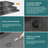 15 Inch Black Bathroom Vessel Sink, 15"x15" Black Vessel Sink Stainless Steel Above Counter Bathroom Sink 16 Gauge