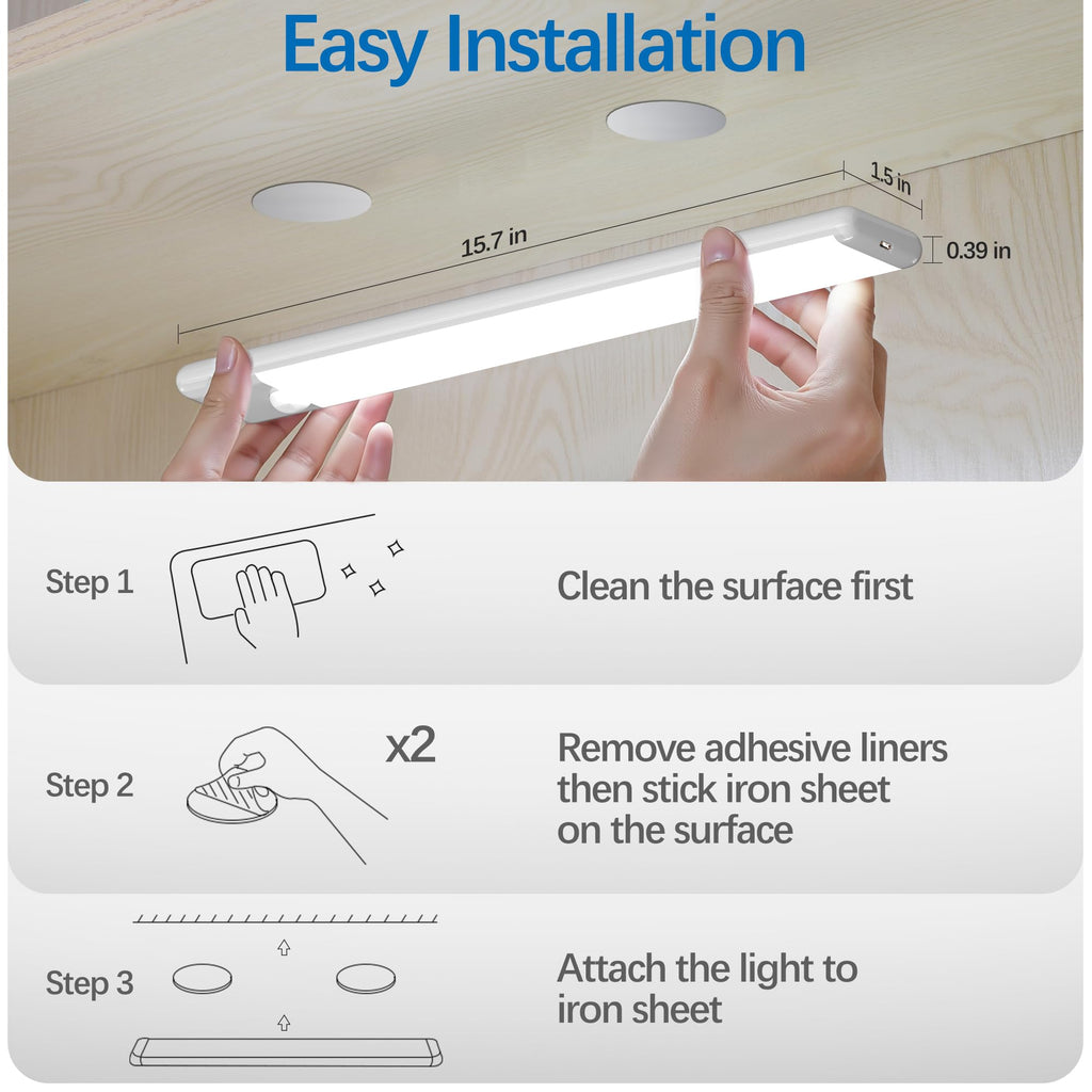15.9 inch Motion Sensor Under Cabinet Lights, Cool White, 3-Pack