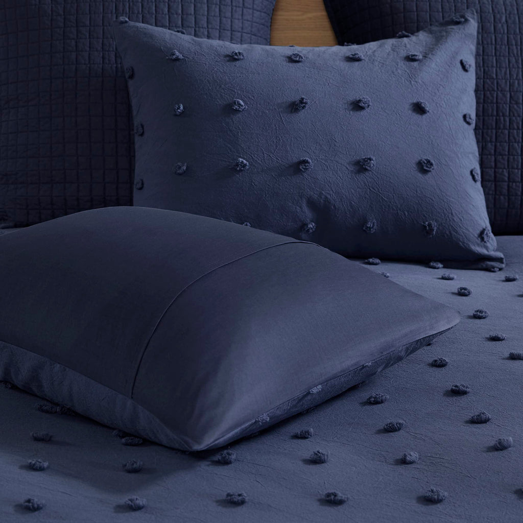 Cotton Comforter Set - Jacquard Tufts Pompom Design All Season Bedding, Matching Shams, Decorative Pillows