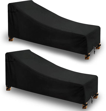 Waterproof Outdoor Chaise Lounge Covers Furniture 2 Pack,600 D Durable Lounge Chair Cover with Tape Sealed Seam, 80L