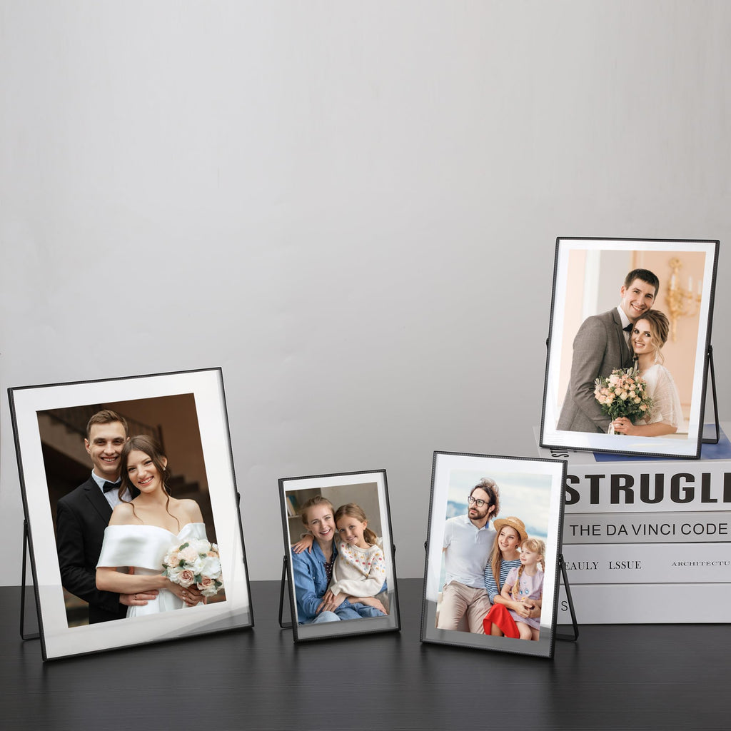 6x8 Black Floating Metal Beaded Frame, Tempered Glass