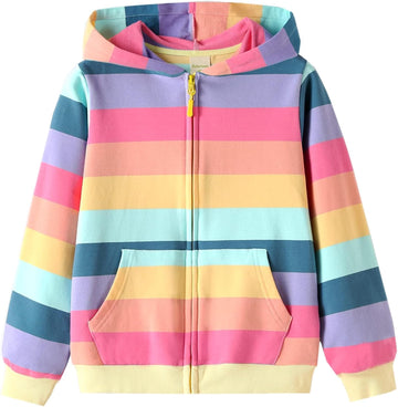 Girl Zip Up Cotton Sweatshirts Hooded Tie Dye Printed Zipper Hoodie for Toddler Girls