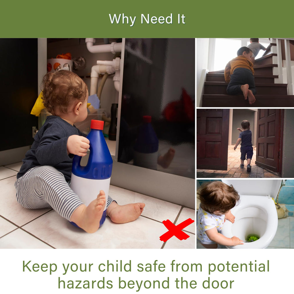 Child Proof Door Knob Covers, 4-Pack, White - Baby Safety Door Knob Covers for Toddlers, Snap-in Design for Easy