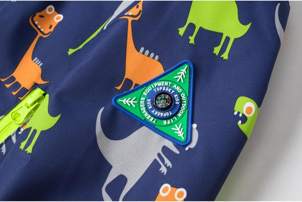 Boys Rain Jacket with Detachable Hood Lightweight Raincoats for Kids
