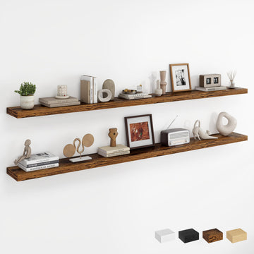 72Inch Floating Shelves for Wall, Rustic Wooden Storage Shelf, Farmhouse, Wall Mounted Display Shelving with