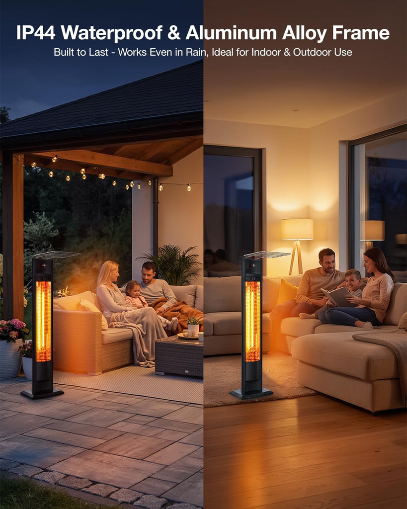 38.5'' in Electric Patio Heater, 1500W Infrared Standing Heater, Portable Outdoor Space Heater, Backyard and Garage