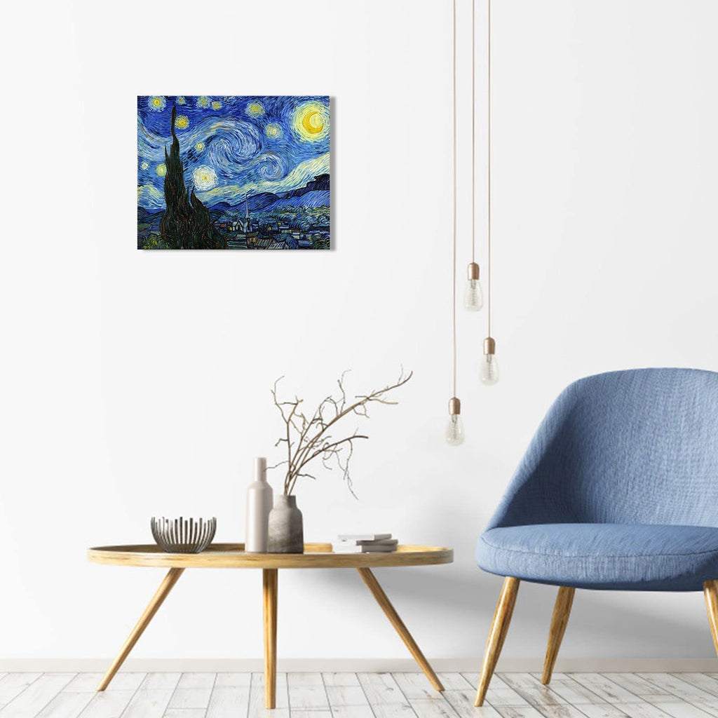 Van Gogh Canvas Wall Art: Starry Night Landscape Painting Picture Reproduction Room Decor - Famous Art Prints Large