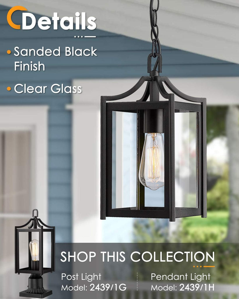 Outdoor Pendant Light, 14" Modern Hanging Chandelier with Adjustable Chain