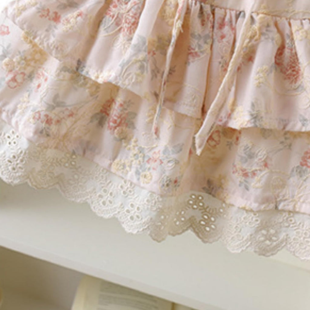 Baby Girl Floral Lace Romper Dress Vintage Boho Sleeveless Bodysuit Dress