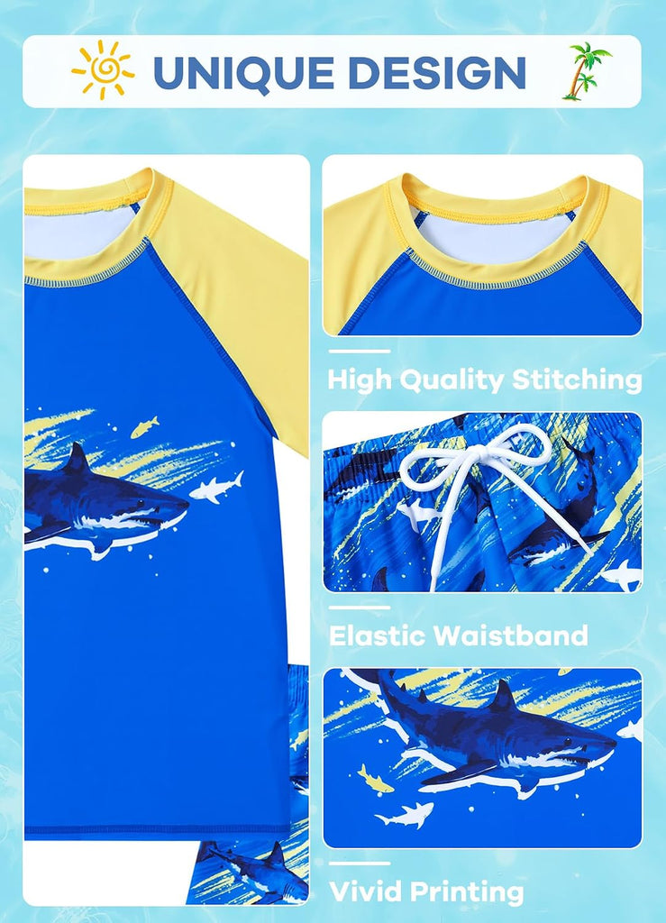 Boys Swim Set Rash Guard Swimsuits Two Piece