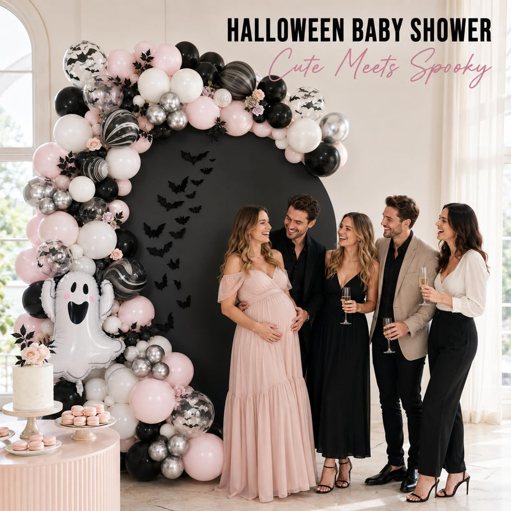 Pink Ghost Halloween Balloon Arch Garland Kit Spooky One Birthday Balloons