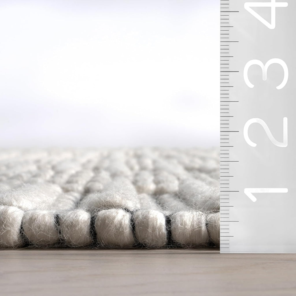 Devon Ivory Striped Hand Woven Wool Area Rug