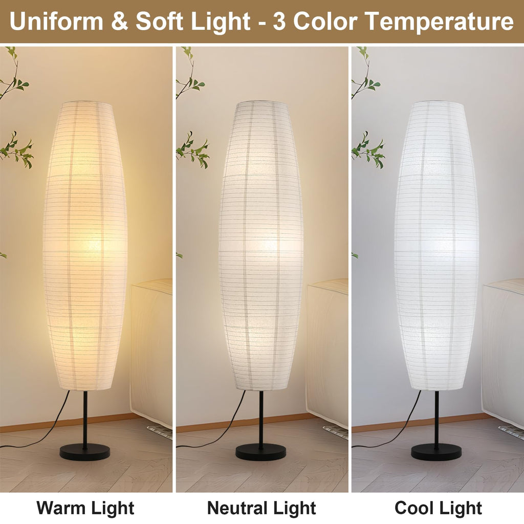 Paper Lamp Floor Lamp White Paper Lantern 3-Lights Bulbs Included