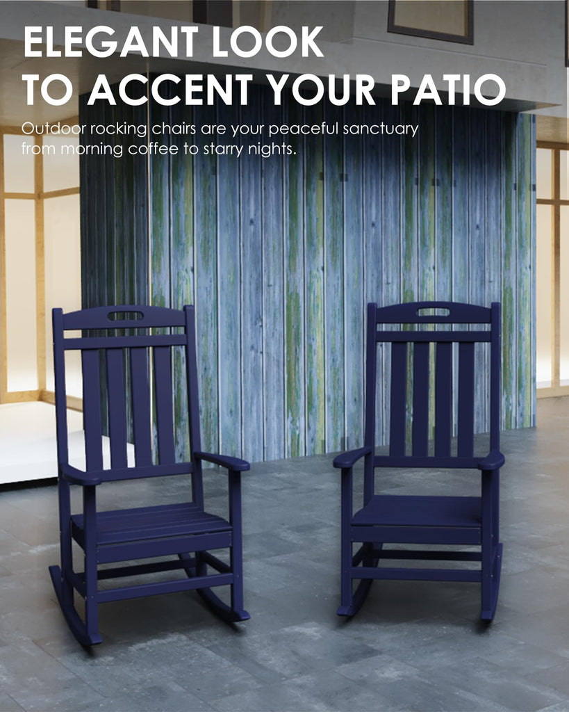 Outdoor Rocking Chair, All-Weather Resistant Poly Lumber Chair