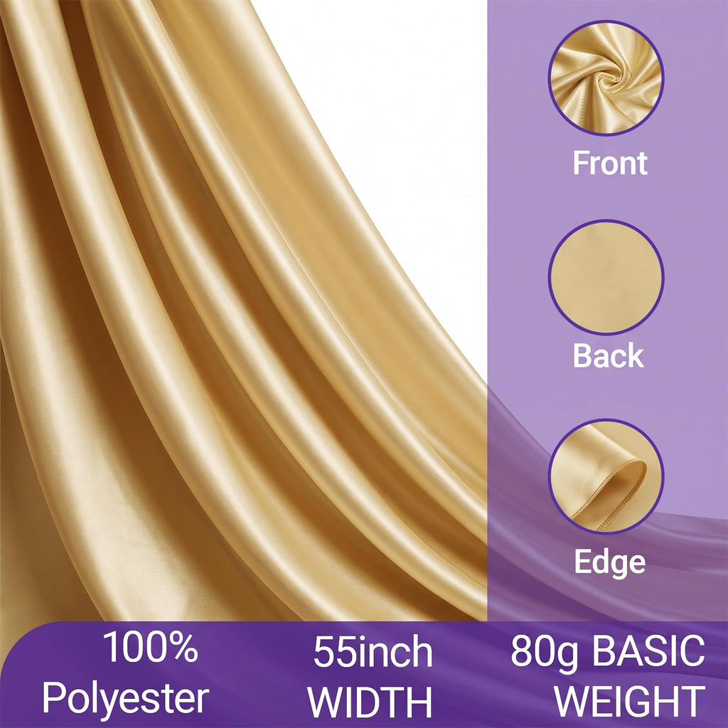 Gold Satin Fabric by The Yard 1 Yard x 55 Inch Wide