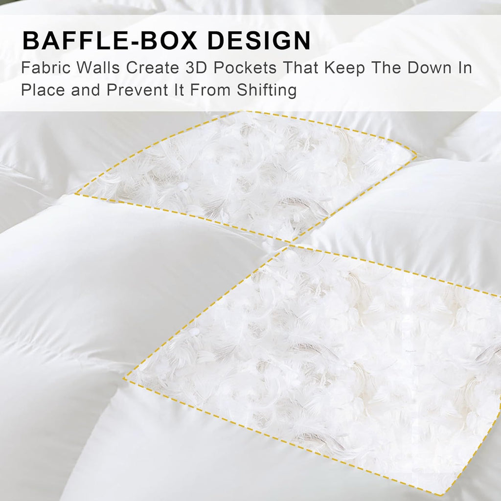 Goose Feather Down Comforter Queen, White 100% Cotton Duvet Insert