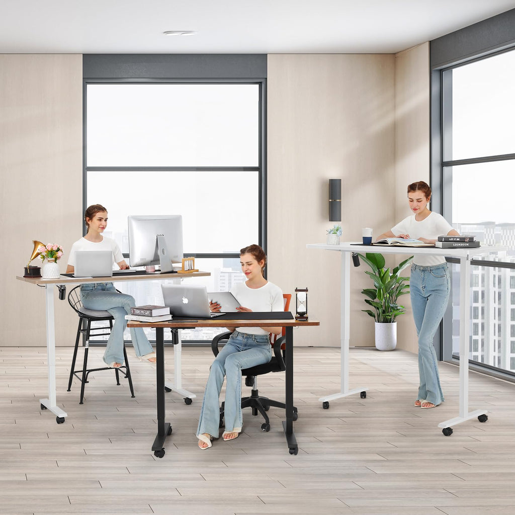 63x24 Inch Electric Standing Desk with Mouse Pad, White