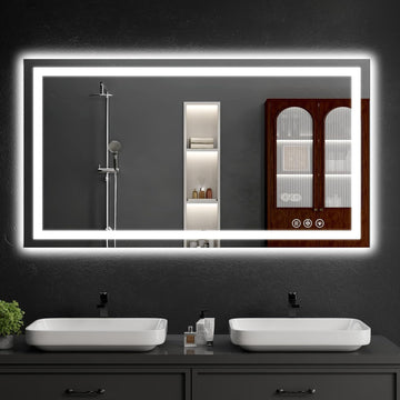30"x48" LED Bathroom Mirror with Lights, Dimmable，Anti-Fog，Bathroom Vanity Mirror for Wall, Backlit + Front Lit