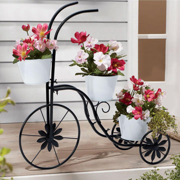 Metal Bicycle Planters, 3 Tier Tricycle Flower Pots Stand