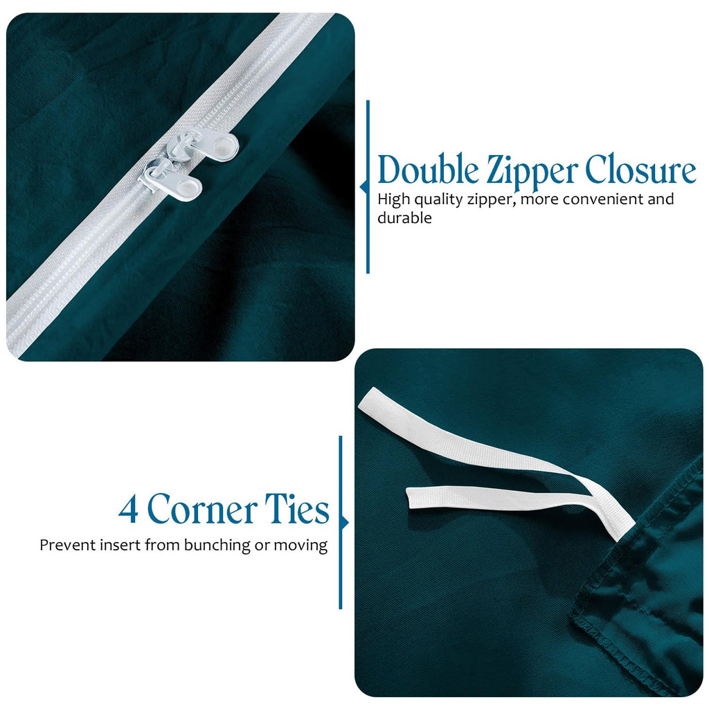 Pinch Pleated Duvet Set, 500-Thread Count 100% Egyptian Cotton Pin Tuck Pinch Pleated 3pc Duvet Cover Set, Zipper